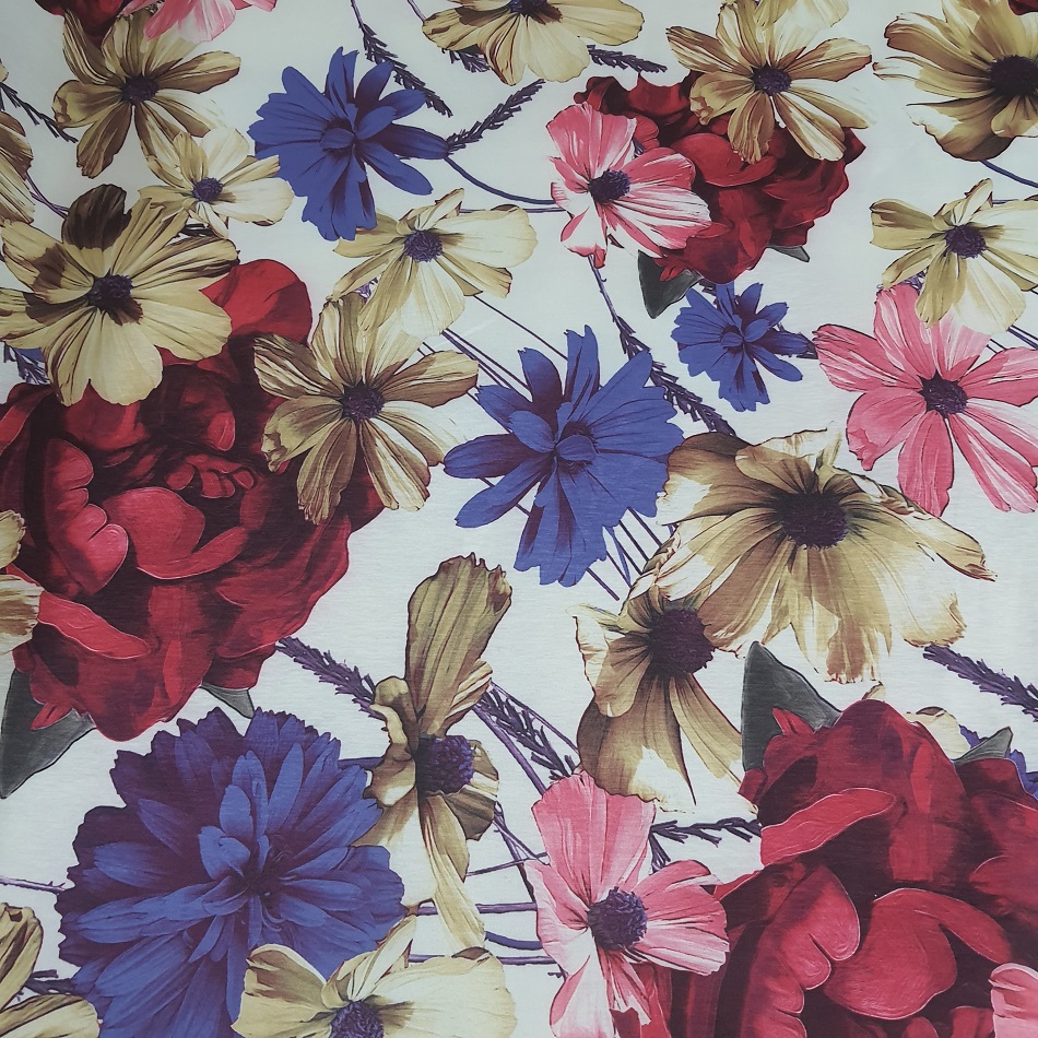 Printed Taffeta White Floral
