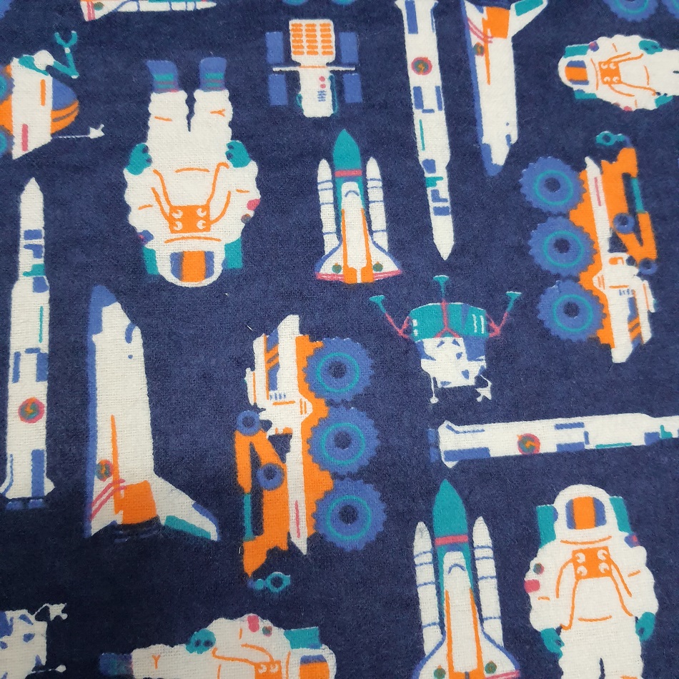 Flannelette Navy Space 110cm wide
