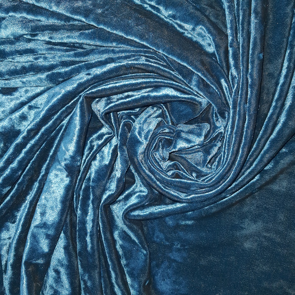 Crushed Stretch Velvet Moroccan Blue