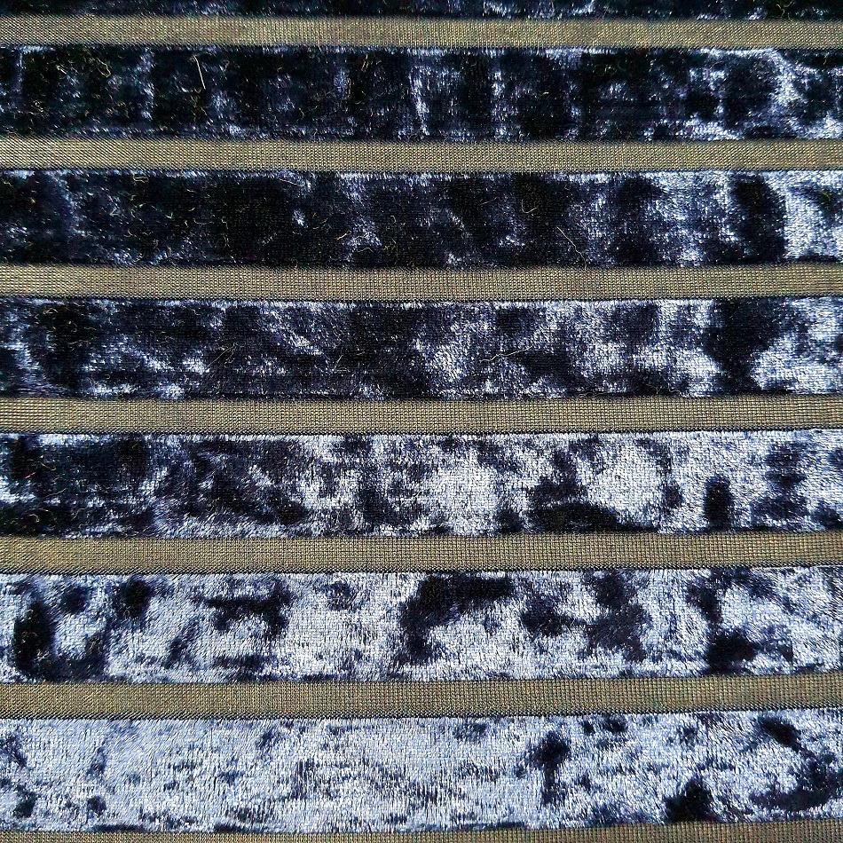 Stripe Burnout Velvet Navy